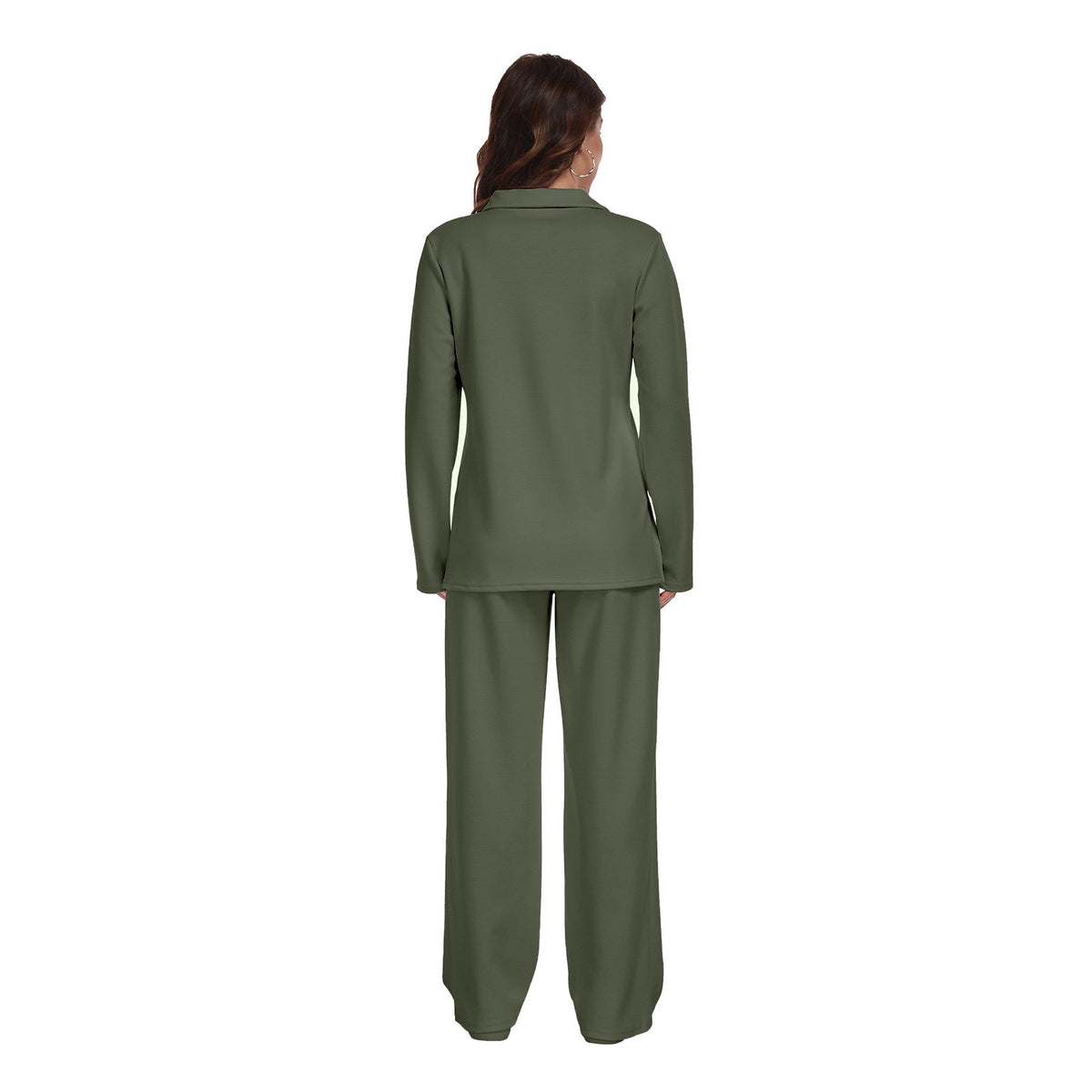 RONGTAI 2 Piece Outfits Sweatsuit For Women Casual Long Sleeve V Neck Pullover Tracksuit Solid Soft Comfy Tracksuits Set