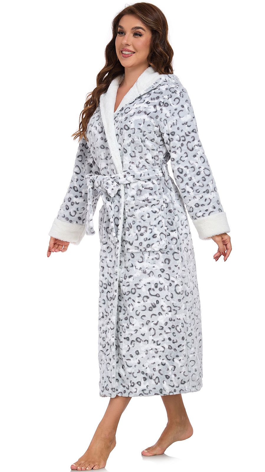RONGTAI Ladies Long Fleece Bathrobe