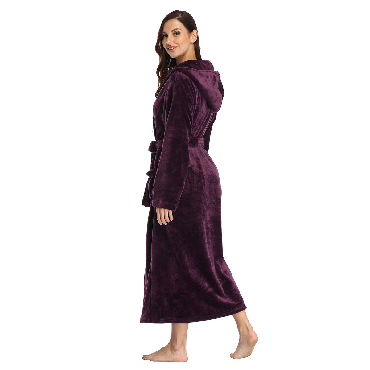 RONGTAI Ladies Long Fleece Bathrobe