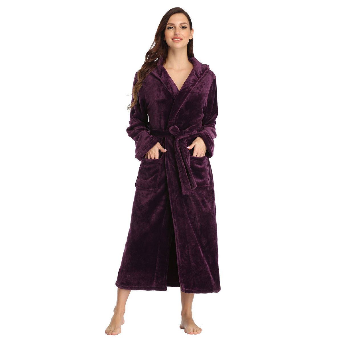 RONGTAI Ladies Long Fleece Bathrobe