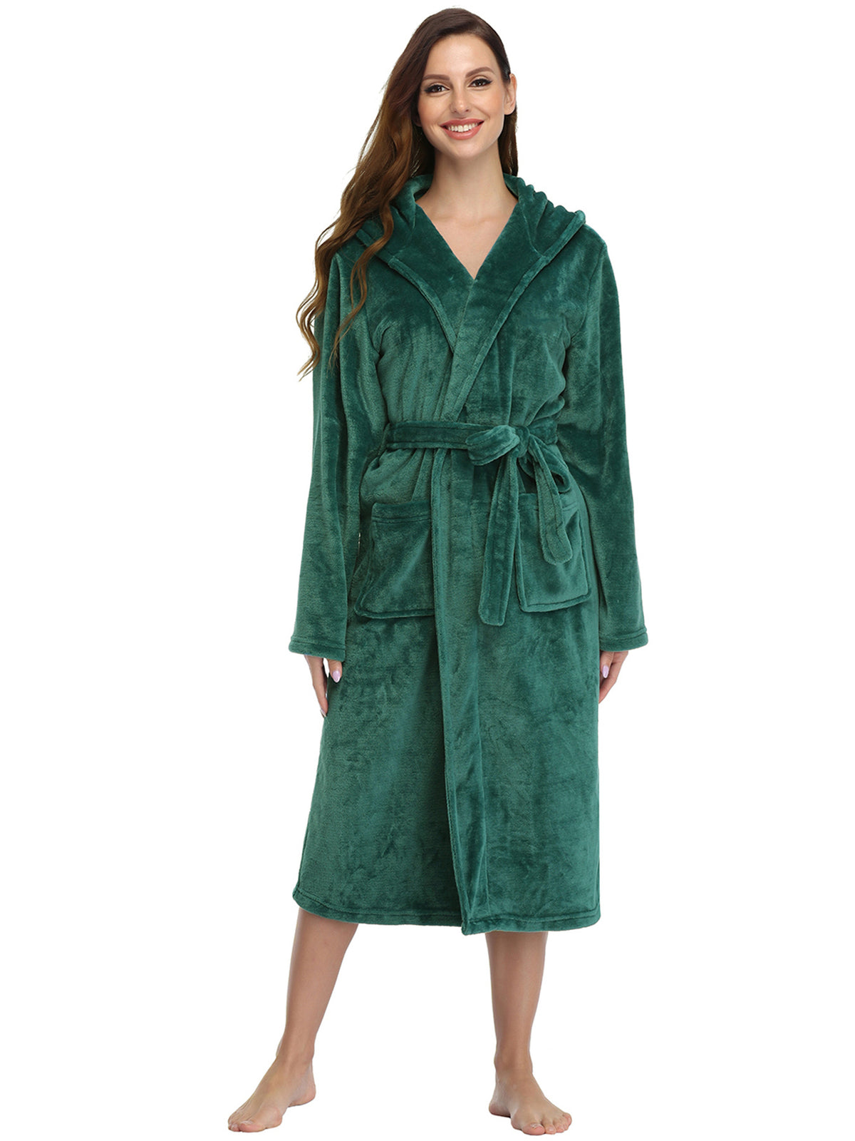 RONGTAI Ladies Long Fleece Bathrobe