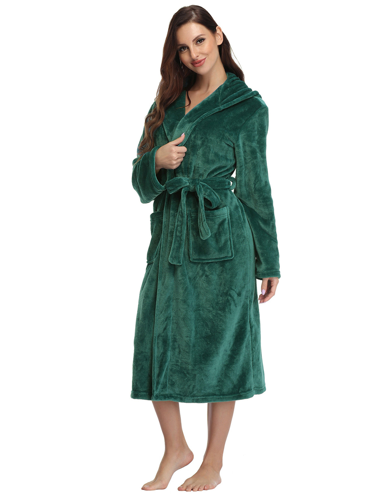 RONGTAI Ladies Long Fleece Bathrobe