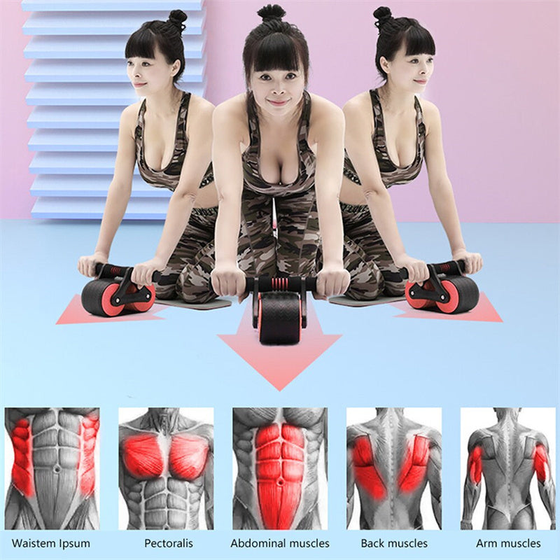 Double Wheel Abdominal Exerciser Women Men Automatic Rebound Ab Wheel Roller Waist Trainer Gym Sports HomeGym Sports Home