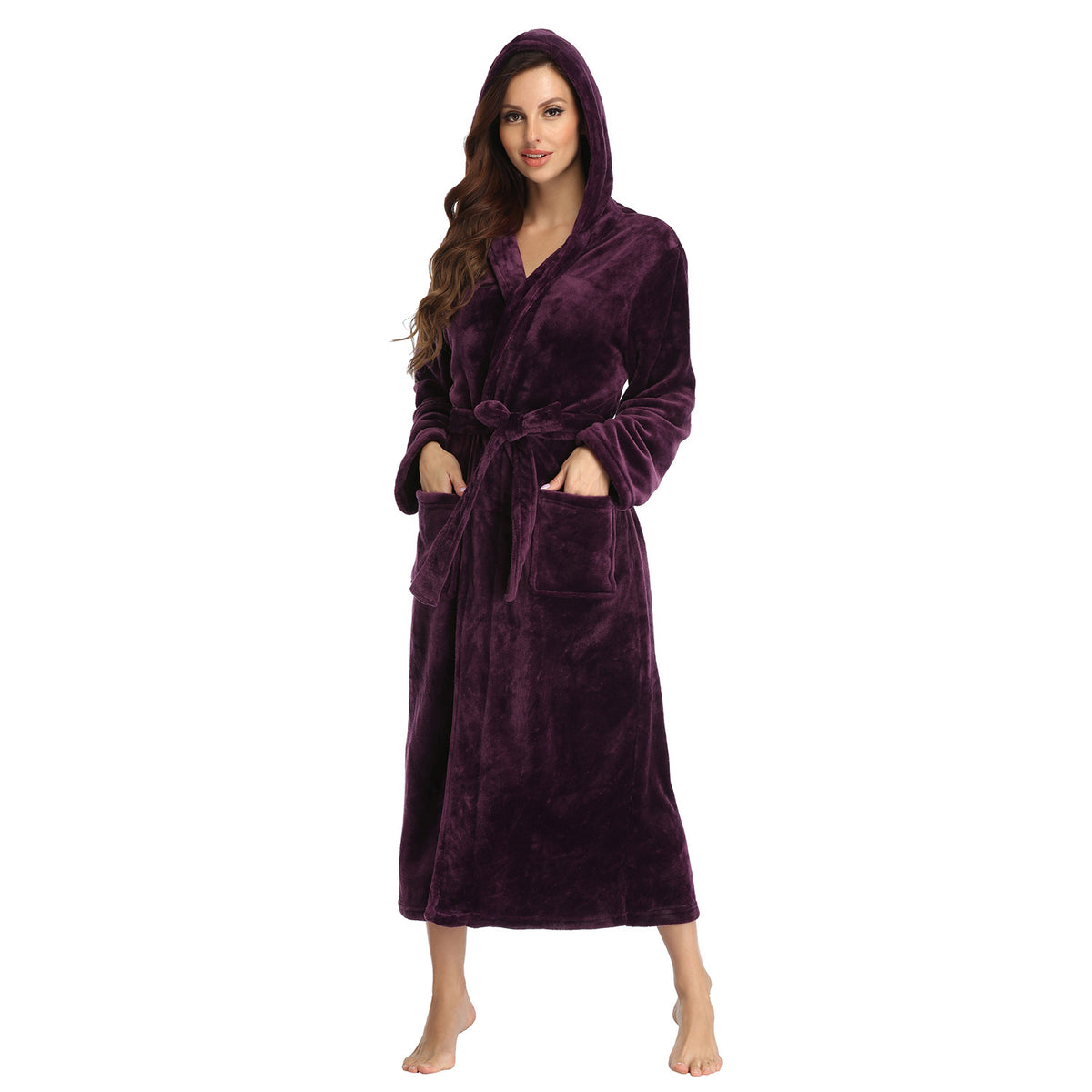 RONGTAI Ladies Long Fleece Bathrobe