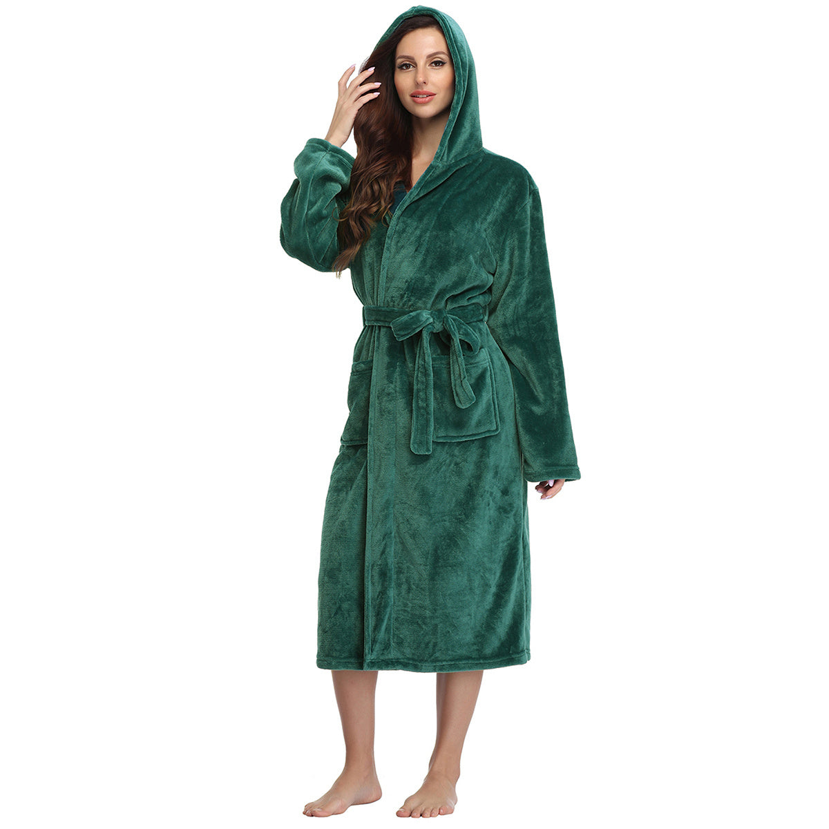 RONGTAI Ladies Long Fleece Bathrobe