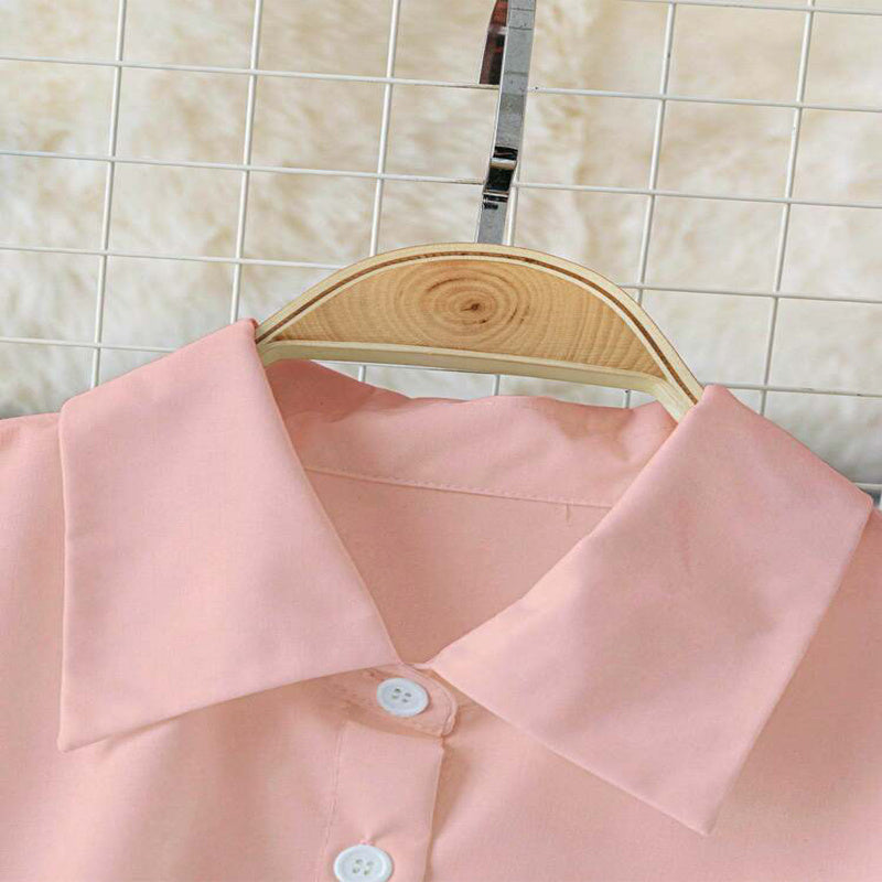 Women's Elegant Lapel Button-Down Top With Adjustable Metal Waist Belt Solid Color Loose Fit Blouse For Casual & Office Wear
