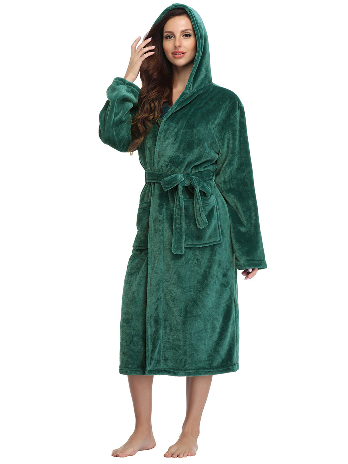 RONGTAI Ladies Long Fleece Bathrobe