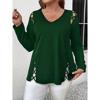 Women's Plus Size Long Sleeve Tunic Tops Criss Cross V-Neck Blouse Casual Fall Shirts For Women 1X-5X