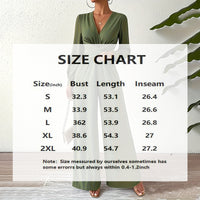 Elegant Cross V-Neck Belted Jumpsuit – Long Sleeve Wide-Leg Pantsuit