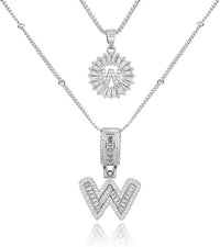 26 English Letters Copper-plated Gold Diamond Pendant Necklace