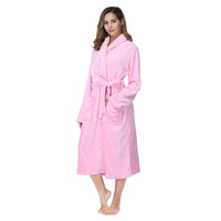 Plush Fleece Bathrobe for Women – Long Warm Sleepwear Robe