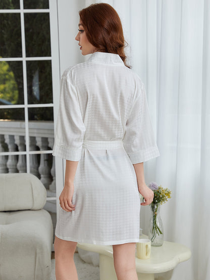 Lightweight Herringbone Knit Bathrobe, Spa And Bridesmaid Dress-style Nightgown Sets, Suitable For Women - Dries Quickly And Is Soft And Comfortable