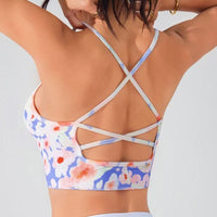 Women's Summer New Cross Thin-Strap Floral Print Daily Sports Bra