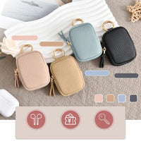 Leather Coin Purse, Small Change Purse Keychain Wallet For Women, Mini Coin Pouch With Zipper