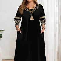 Comfortable Round Neck Fashion Elegant Contrast Color Short Sleeve Dress