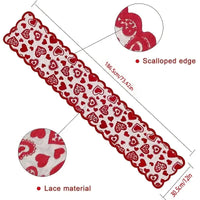 1pc Valentines Day Decorations Table Runner, 13 X 72 Inch Lace Heart Table Runner For Wedding Party
