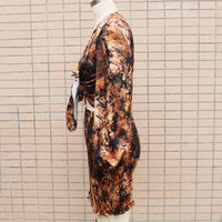 2-Piece Tie-Knot Crop Top & Mini Skirt Set – Long Sleeve Chic Outfit