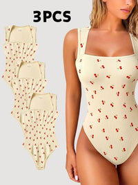 3-Pack Women’s Summer Jumpsuits – Baby Blue Cherry Print Vintage Chic Outfit