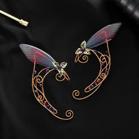 New Design Non-piercing Ear Clip Wings Crystal Earrings
