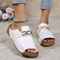 Plus Size Peep Toe Slippers With Metal Accessories