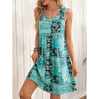 Women's Summer Dress Sleeveless Floral Boho Sundress Swimsuit Coverup Casual Loose Beach Vacation Tank Dresses