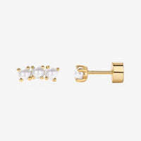 Design Feeling Electroplating 18K Gold Flower Zircon Ear Studs