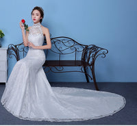 Big Red Wedding Dress Bride Large Size Waist Fishtail Wedding Dress Fishtail Tail Korean Hanging Neck