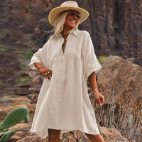 Holiday Leisure Button Artistic Style Dress