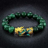 Feng Shui Green Stone Bead Bracelet – Wealth Pi Xiu Design for Men & Women