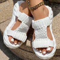 Platform Sandals Summer Braided Knit Hollow Open Toe Slipper Sandals - Anklet Not Included