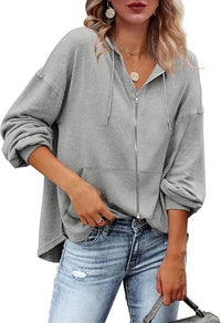 Zatanaroni Womens Zip Up Hoodies Loose Fit Sweatshirt Casual Long Sleeve Shirts For Women Pullover Tops With Pocket