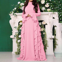Women's Elegant Ruffles Dress, Slim Fit High Waist Bell Sleeve Wedding Guest Cocktail Tea Party Dresses