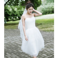 Minimal Strap Mori Bride Short Wedding Dress