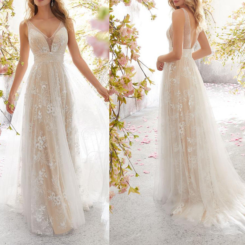 Explosive Sexy B-Neck Sleeveless Lace Wedding Dress
