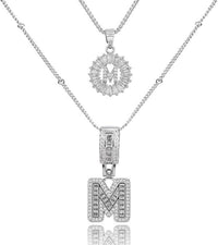 26 English Letters Copper-plated Gold Diamond Pendant Necklace