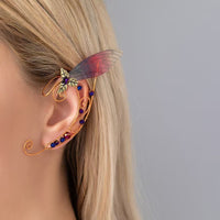 New Design Non-piercing Ear Clip Wings Crystal Earrings