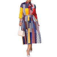 Oversized Nine-Sleeve Sleeve Pleated Printed Dress