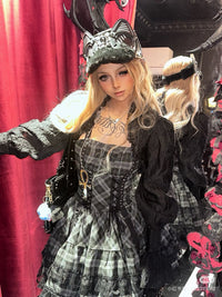 Black Gray Plaid Lace Dress For Women Summer New