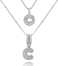 26 English Letters Copper-plated Gold Diamond Pendant Necklace