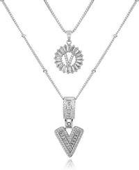 26 English Letters Copper-plated Gold Diamond Pendant Necklace