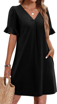 Women's V-neck Vacation Elegant Ruffled Dress With Pockets