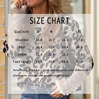 Women's Leopard Print Sweater, Crewneck Long Sleeve Pullover Top With Lace Trim