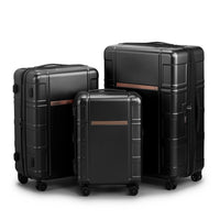 3-in-1 Expandable PC+ABS Trolley Luggage Set with TSA Lock – Black