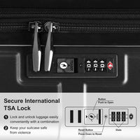 3-in-1 Expandable PC+ABS Trolley Luggage Set with TSA Lock – Black