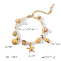 Stainless Steel Conch & Starfish Shell Bracelet for Women