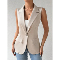 Women's Sleeveless Vest Blazer Casual Open Front Work Office Tops Jacket