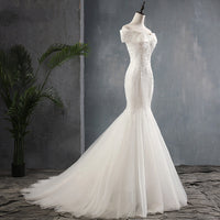 One shoulder bride fishtail wedding dress
