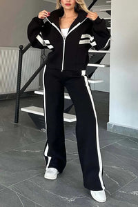 Y2K Striped Zip-Up Jacket – Women’s Casual Sporty Tracksuit Top
