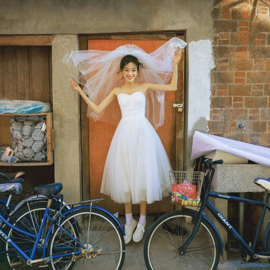 Strap Light Wedding Dress French Retro Dress Daily Small