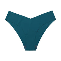 Seamless Ice Silk Underwear For Women With V-shaped Waistband. One-piece Pure Cotton Crotch Breathable Women's Briefs.